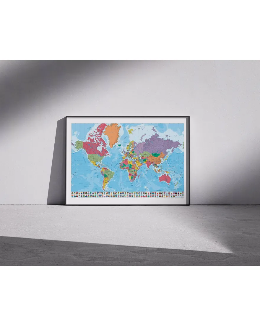 Weltkarte Poster mit Flaggen Mappa del Mondo