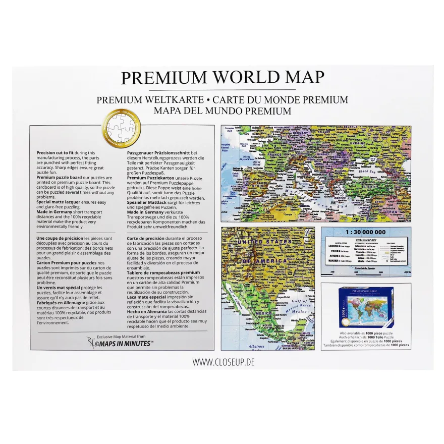 Weltkarte Puzzle 2000 Teile MAPS IN MINUTES