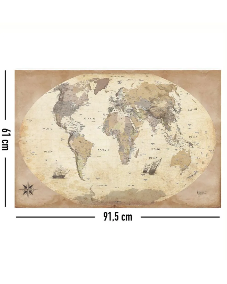 Weltkarte Retrostil Poster