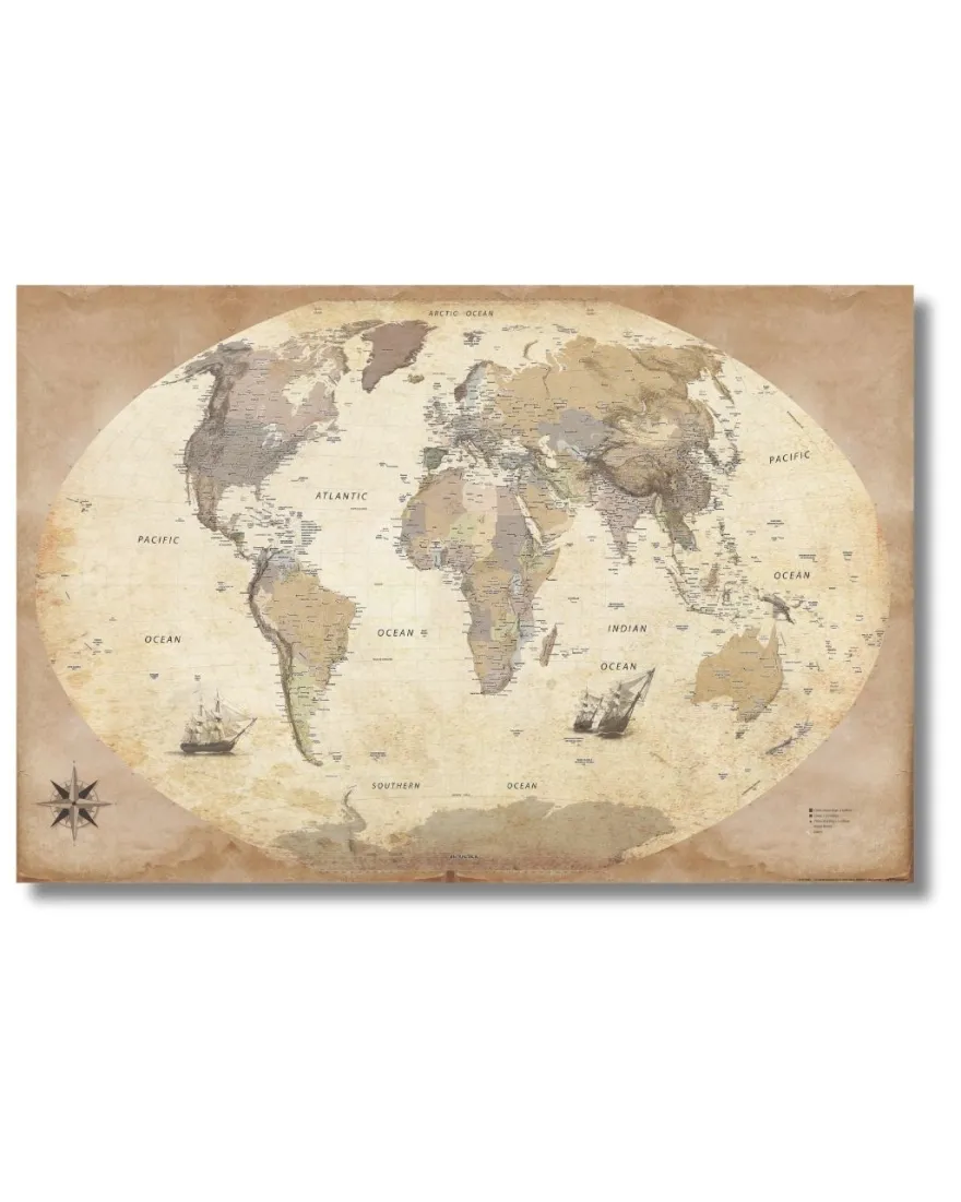 Weltkarte Retrostil Poster