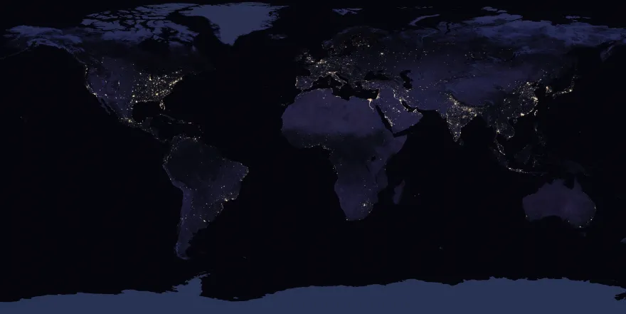 Weltkarte XXL Earth at Night Die Erde bei Nacht, Lackiert