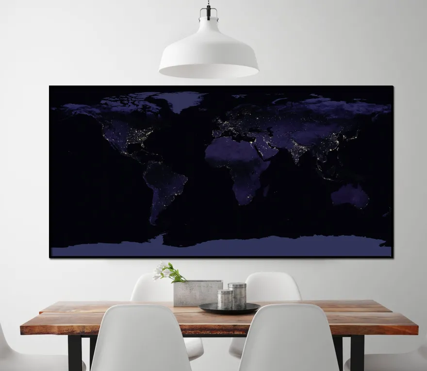 Weltkarte XXL Earth at Night Die Erde bei Nacht, Lackiert
