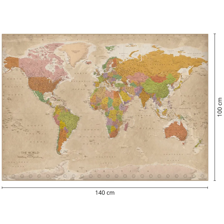 Weltkarte XXL Poster Vintage MAPS IN MINUTES™