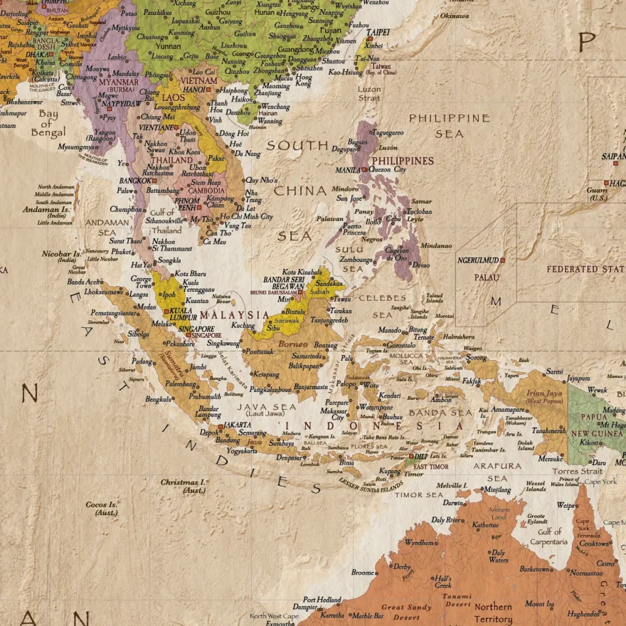 Weltkarte XXL Poster Vintage MAPS IN MINUTES™