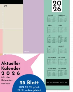 Wochenplaner Unterlage 2026 - Color Blocking Design - aus Papier & zum Abreißen mit 25 Blatt
