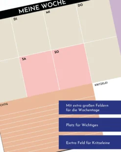 Wochenplaner Unterlage 2026 - Color Blocking Design - aus Papier & zum Abreißen mit 25 Blatt