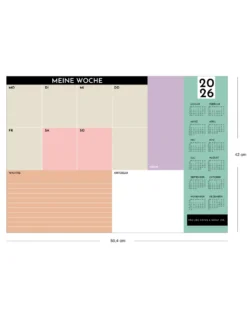 Wochenplaner Unterlage 2026 - Color Blocking Design - aus Papier & zum Abreißen mit 25 Blatt
