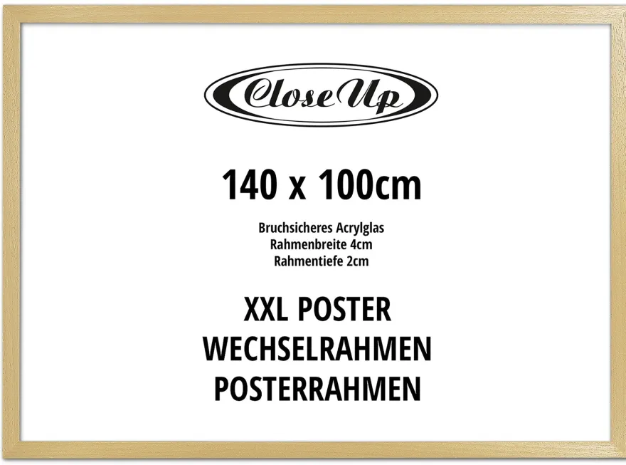 XXL Posterrahmen 100 x 140 cm Holzdekor Buche hell