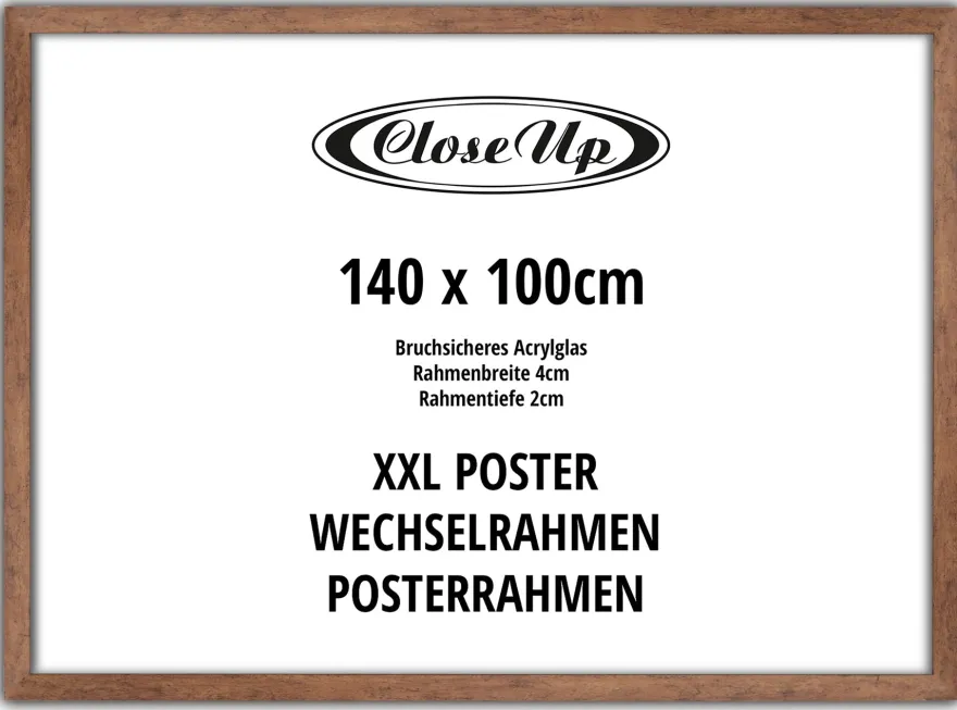 XXL Posterrahmen 100 x 140 cm Holzdekor Eiche Dunkel