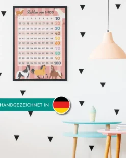 Zahlenposter 1-100 im Pferde-Design 61 x 91,5 cm