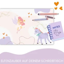 Zauberfee und Einhorn Schreibtischunterlage